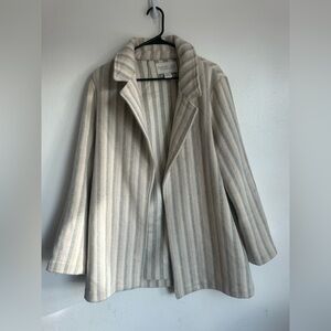 Rachel Zoe Women's Beige and Gray Striped  Coat